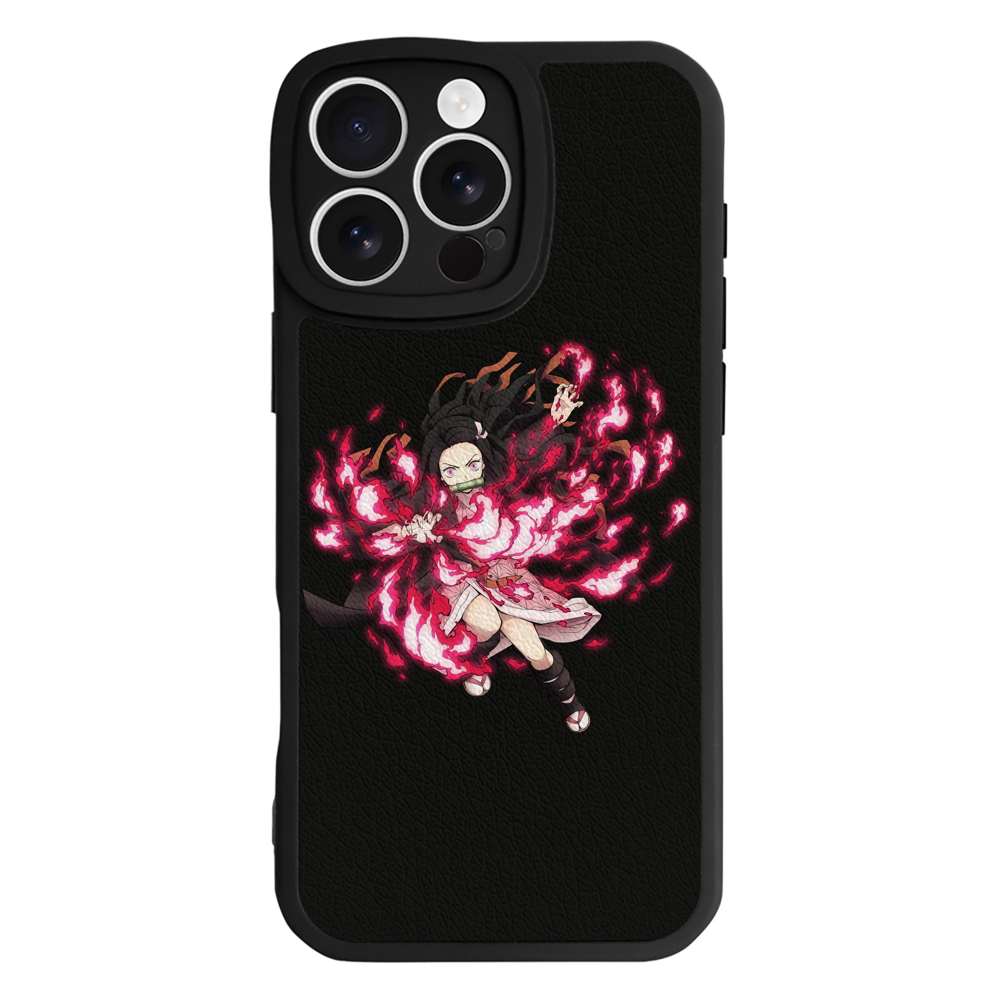 （画像用） 鬼滅の刃（きめつのやいば）竈門 禰󠄀豆子／かまど ねずこ Kamado Nezuko 【iPhone 16シリーズ対応】シリコンスマホケース（レザー調） 材質：シリコン